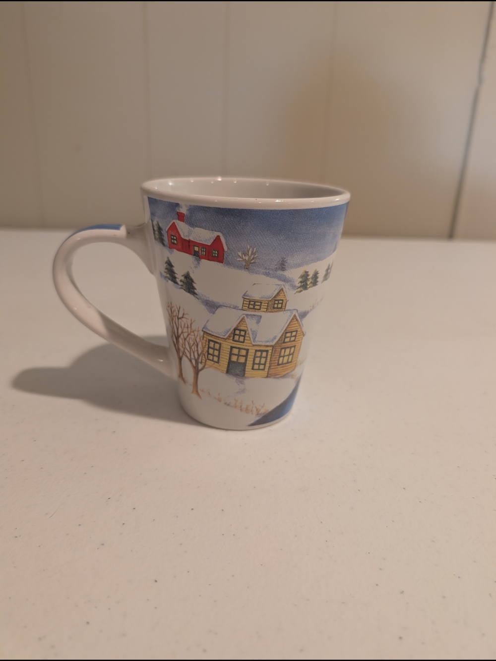 Winter Village Ceramic Coffee Mug - White/Blue